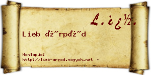 Lieb Árpád névjegykártya